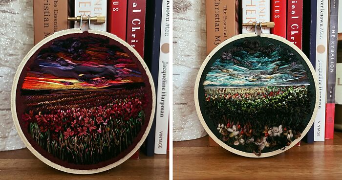 I Create Tonal Impressionism Embroideries Using A Needle, Thread, Wool And Whatever Else I Can Find (14 Pics)