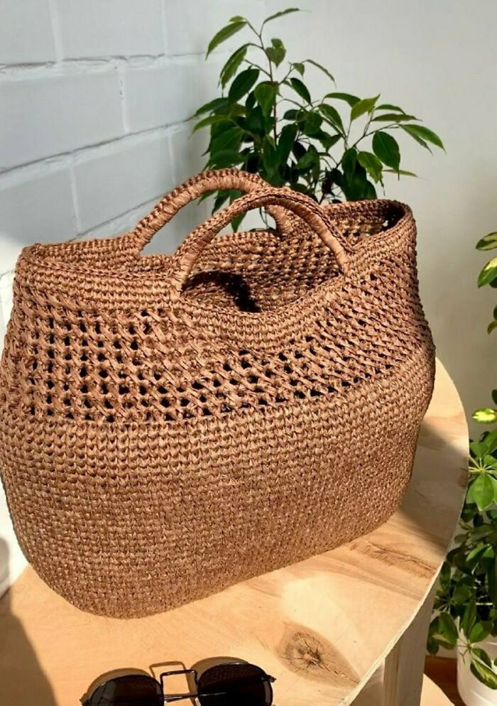 Crochet Pattern. Raffia Basket Bag