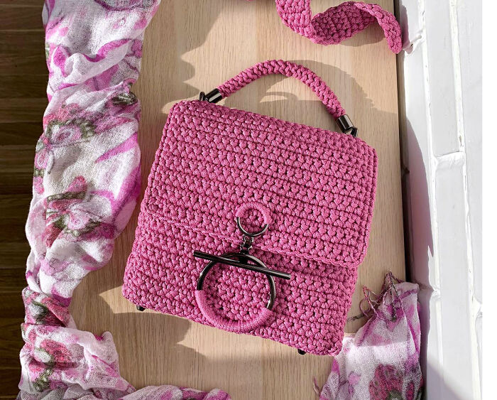 Crochet Pattern. Crochet Handbag With Lining