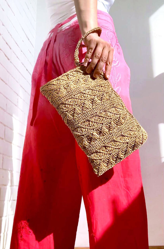 Crochet Pattern. Raffia Clutch Bag