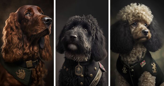 This Photographer Used AI And Photoshop To Create Incredibly Realistic Portraits Of Dogs Wearing Uniforms (43 Pics)