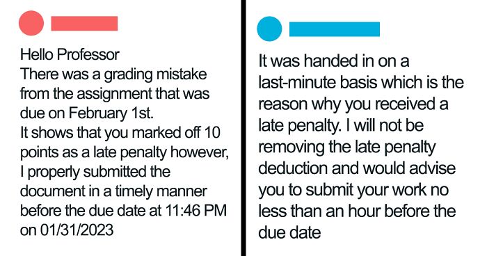 Professor Deducts Points From Student's Assignment For Being Late Even Though They Submitted It Just In Time, Gets Shamed Online