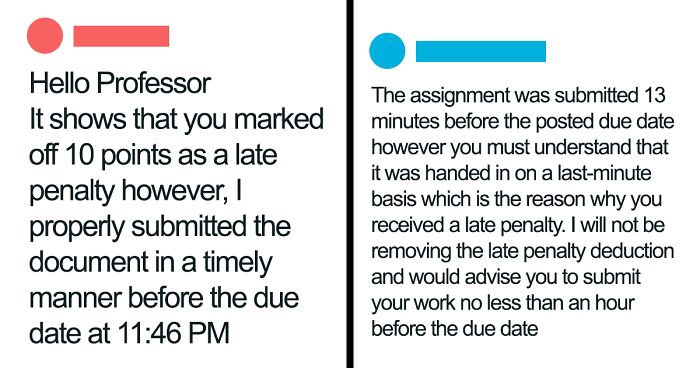 Professor Gives A Late Penalty For An Assignment Submitted 14 Minutes Before The Due Date