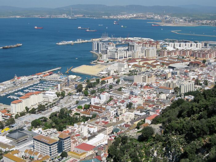 buildings and the sea from the height