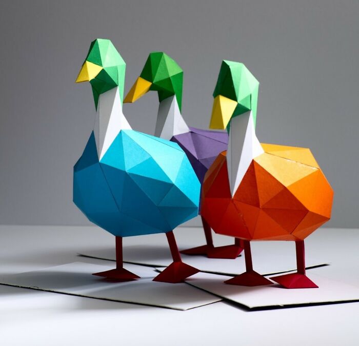 Paper DUCK Pdf DIY Papercraft Duck 3d Paper Duck Low Poly 