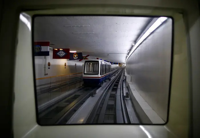 The Mini Subway System Underneath The Us Capitol. It Has Two Lines, Six Stops Total, And A Maintenance Bay