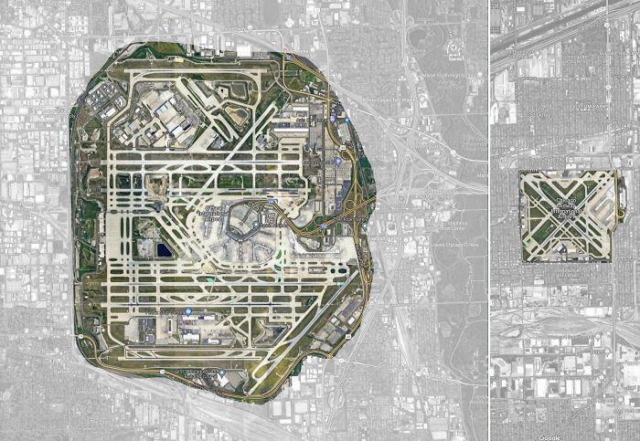 O'hare vs. Midway - Size Comparison, Chicago, Il