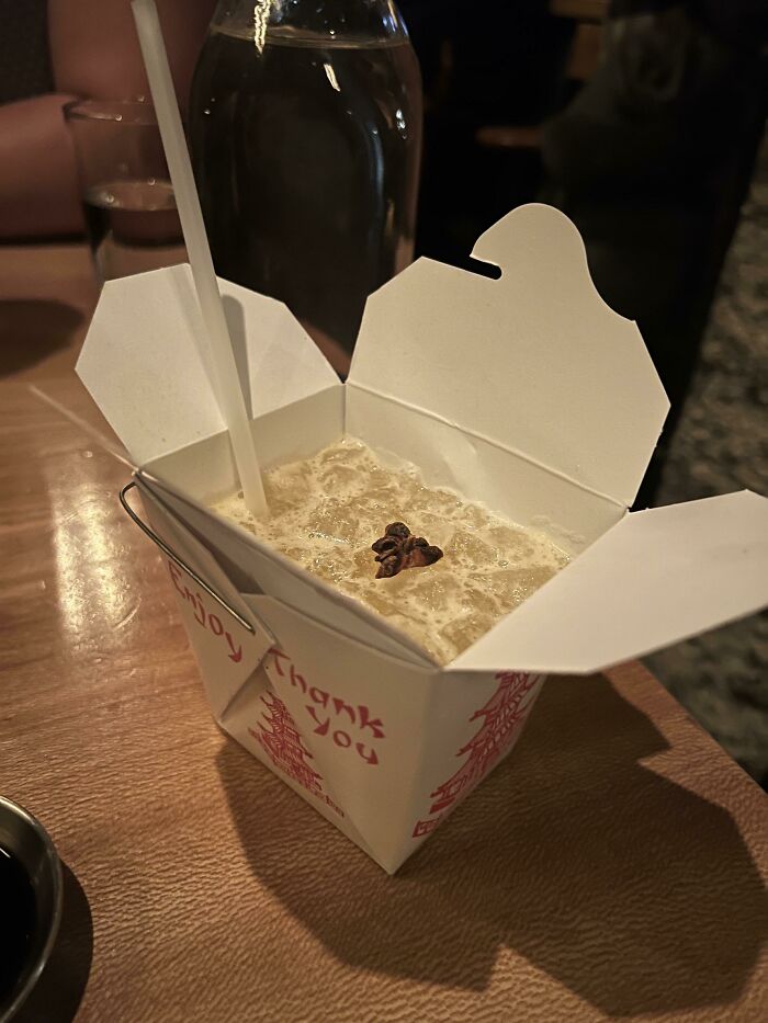 My Drink Served In A To-Go Box