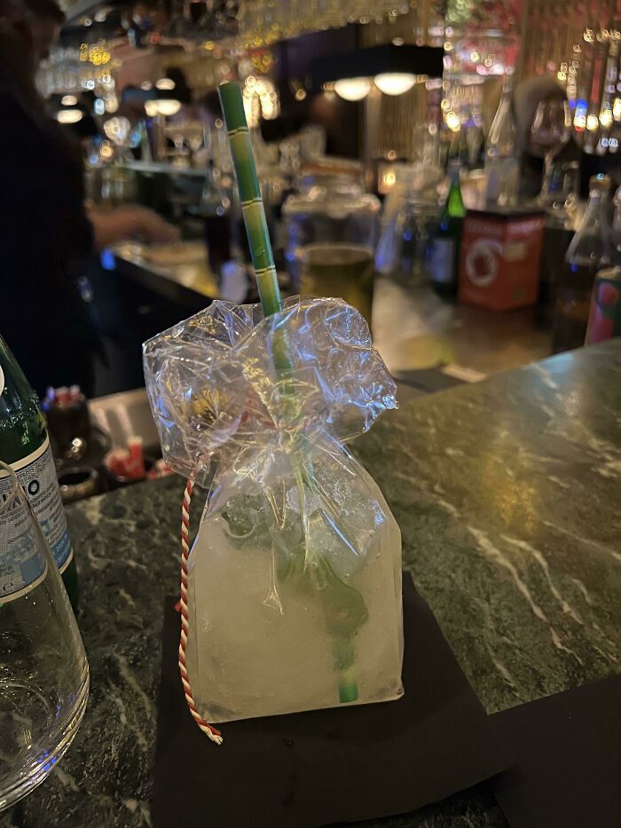 Cocktail Served In A Plastic Bag