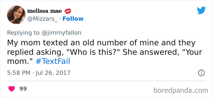 tweet about mom texting to a daughters old phone number 