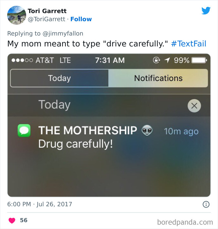 Misspelled "drive carefully" to "drug carefully"