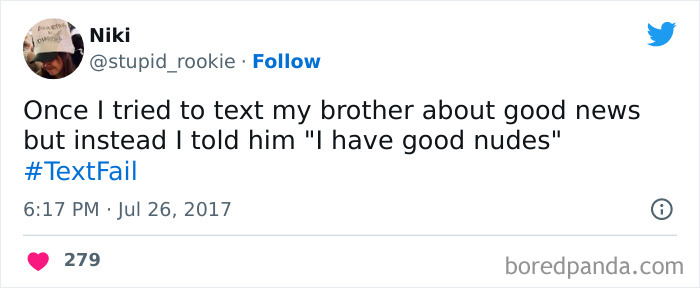 woman texting her brother she has good nudes by accident 