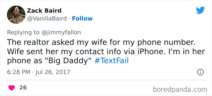 woman send a realtor "Big Daddy" contact 