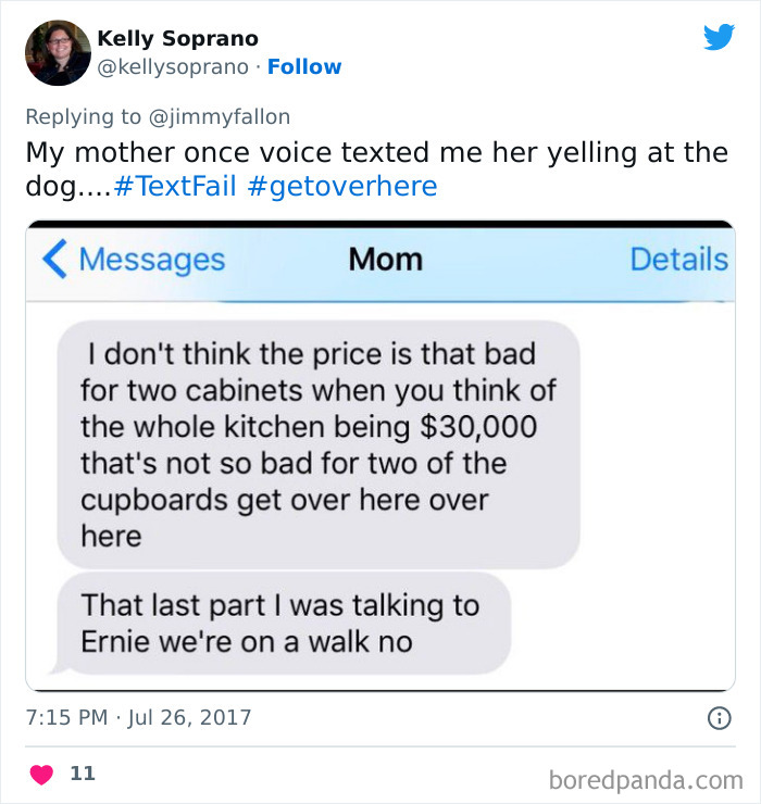 mom sending voice texted message yelling at the dog 