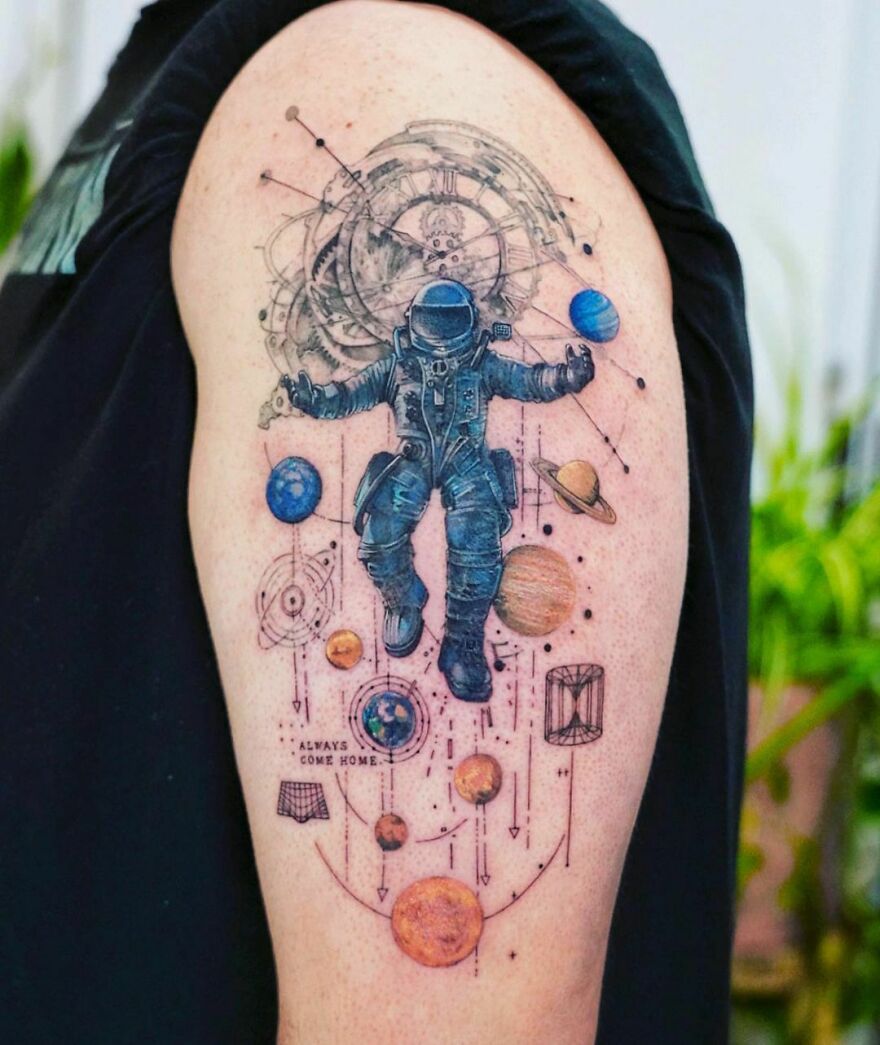 Outer Space 💫 — tattoos-org: Paper Plane Tattoo Artist:...