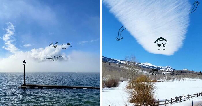 70 Adorable Illustrations Drawn On Clouds By This Artist