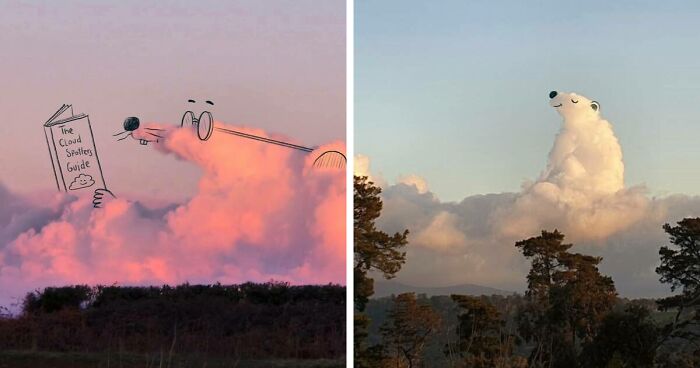 70 Adorable Illustrations Drawn On Clouds By This Artist