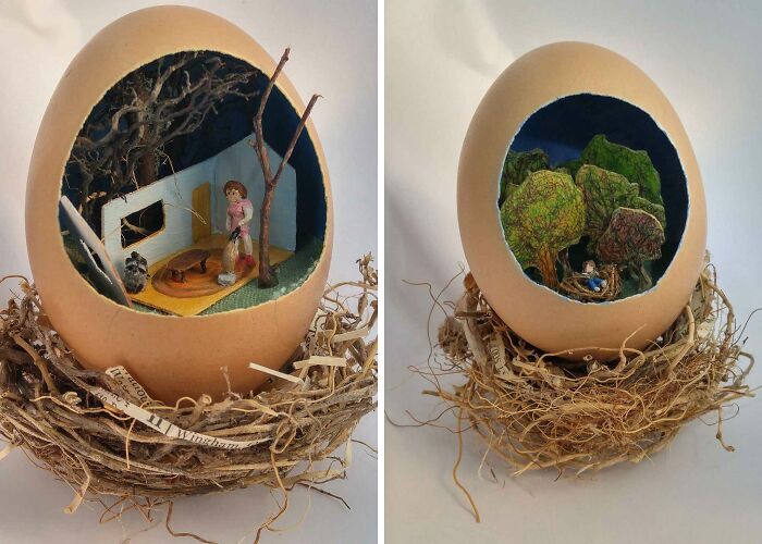 “Scenes In An Eggshell”: I Made Art From Eggshells While Living In A Small Space With A Toddler (6 Pics)