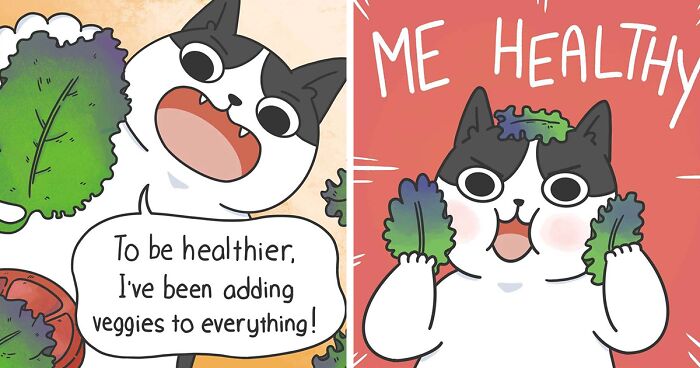 44 New Pawsitively Adorable Comics About Two Rescue Cats And Their Human By Artist Susie Yi