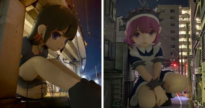 21 Giant Inflatable Female Anime Characters Digitally Placed In The City By This Japanese Artist Look Incredibly Realistic