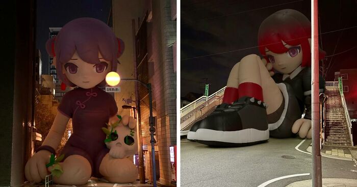 This Artist From Japan Has Created Digital Art Of Giant Inflatable Anime Characters And Places Them In The Cityscape (21 Pics)