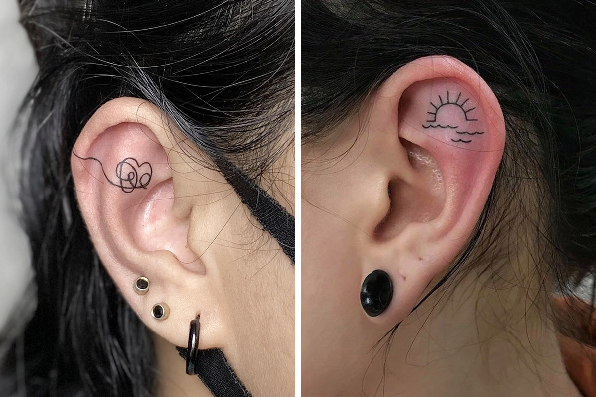 Rose Ear Temporary Tattoo Sticker (Set of 4) - OhMyTat : Amazon.ca: Beauty  & Personal Care
