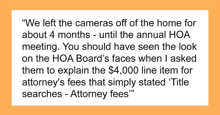 HOA Members Lose Their Jobs And 16% Of Annual Income Over Petty Fight With Homeowners Who Put Up Cameras