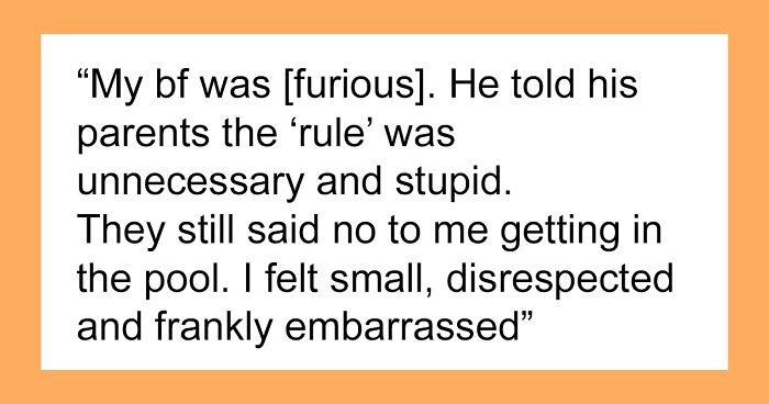 Woman Is Shocked To Find Out She's Is Not Allowed To Get In In-Laws' Pool So As Not To Distract Men