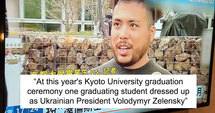 Kyoto University Graduation Ceremony Is Worldwide Famous For Its Cosplay Festival, And This Student Decides To Dress Like President Zelensky