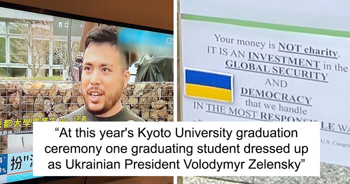 Kyoto University Graduates Traditionally Put On Bizarre Outfits For The Ceremony, And This Student Attempts To Cosplay President Zelensky