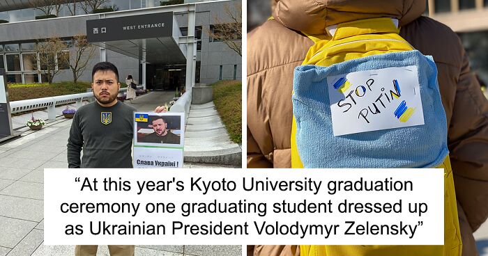 Kyoto University Graduates Traditionally Put On Bizarre Outfits For The Ceremony, And This Student Attempts To Cosplay President Zelensky