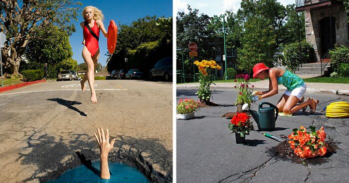 The Art Of Potholes: These Artists Turned 'Urban Blemishes' Into Creative Photo Opportunities (20 Pics)