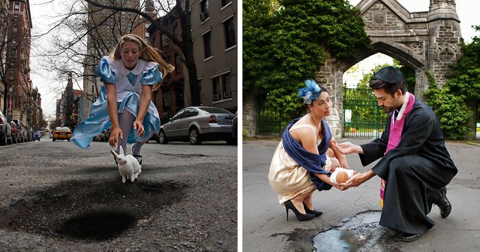 Artists Bring City Potholes To Life With Creative Scenes (20 Pics)