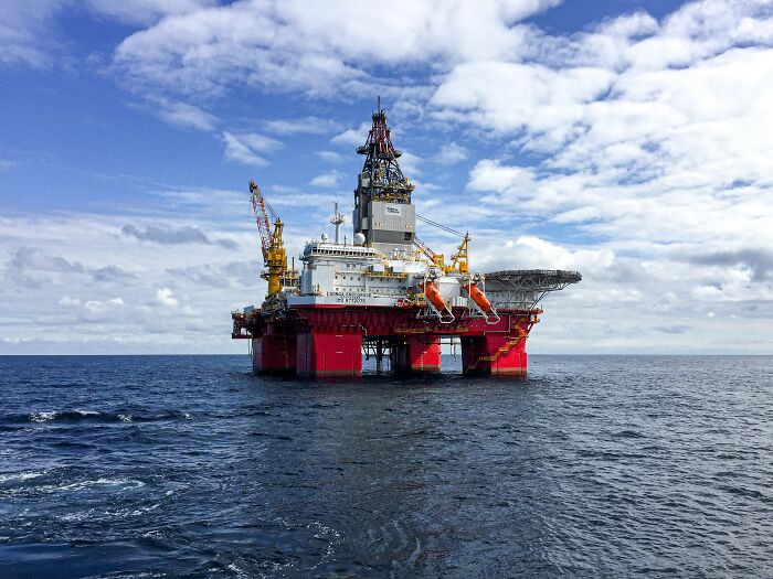 Oil Rig In The Middle Of The Ocean 