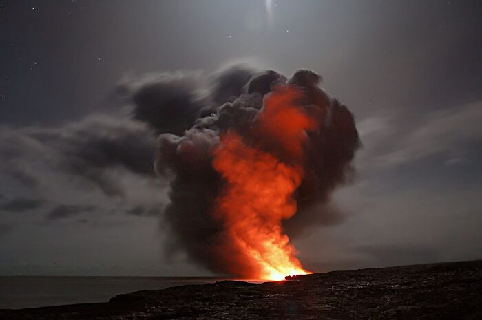 Fire After Explosion And Smoke Rises To The Sky 