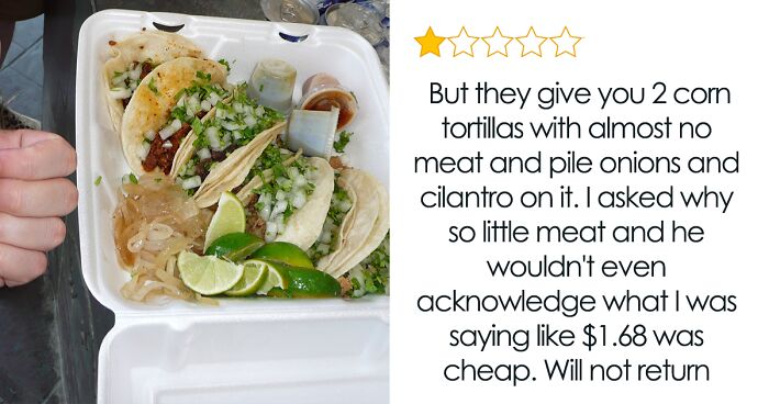 “You Paid With Credit Card”: Restaurant Owner Claps Back At 1-Star Review That Blasted Their Taco Price