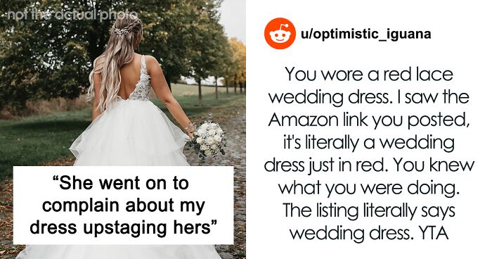 Woman Can't Understand Why Bride Was Upset When She Showed Up In Showy Red Wedding Dress To Her Ex's Wedding Ceremony