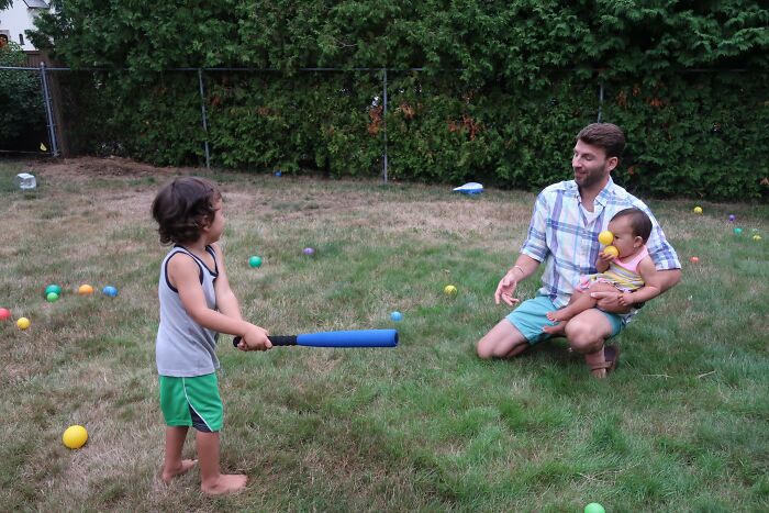 My Son Batting A Ball Back Into My Daughters Face