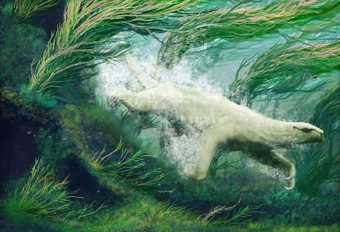 Thalassocnus Natans, An Aquatic Sloth From The Late Miocene Of Peru And Chile. Art By Mark Witton