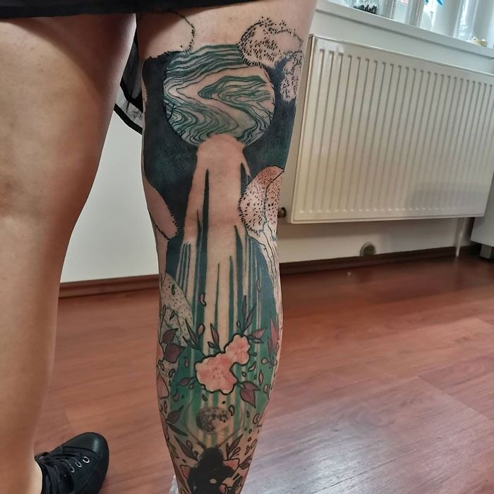 Robot Piercing & Tattoo - Progress shot of lighthouse leg sleeve by Austin.  | Facebook