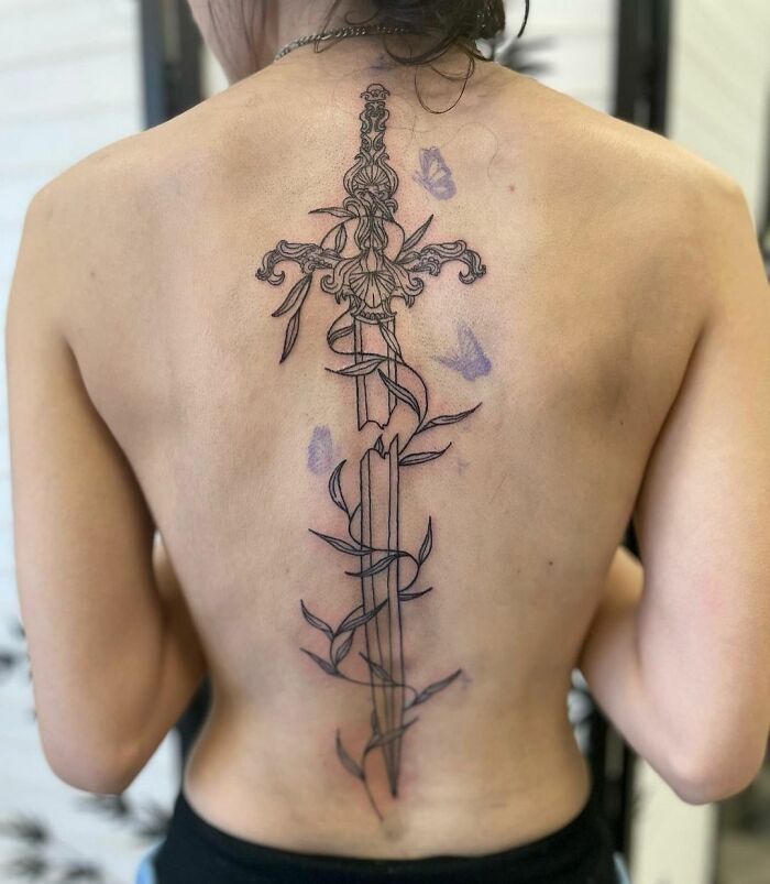skeleton spine tattoo