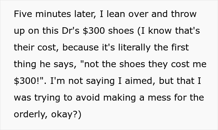 "Not The Shoes, They Cost Me $300!": Patient’s Revenge Story Of Barfing On Doctor For Ignoring Her Medicine Allergies