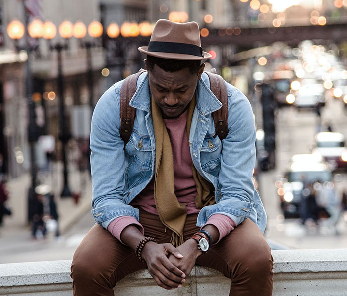 Person sitting and thinking