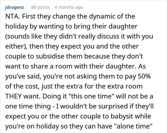 “[Am I The Jerk] For Changing My Mind About Splitting The Cost Of Our Group Vacation Equally?”