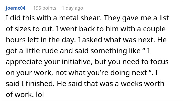 Person Tells How They Messed Up At Work By Doing The Job 5 Times Faster Than The Previous Employee