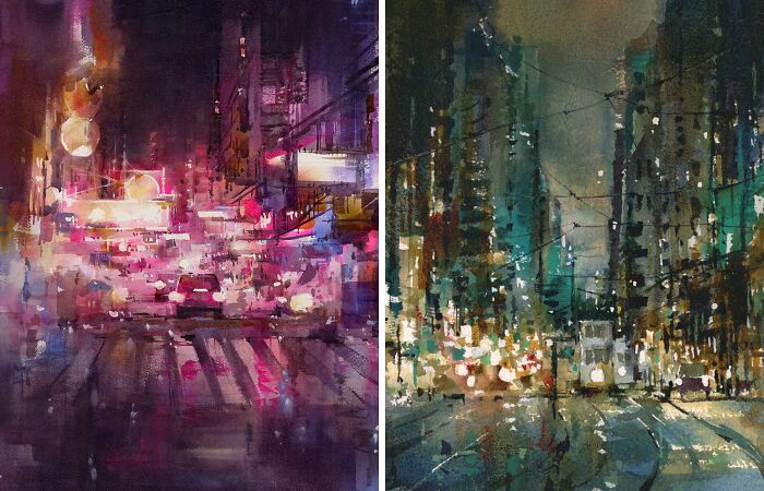 The City At Night: I Painted A Series Of Watercolor Cityscapes, Here Are My Personal Favorites (5 Pics)