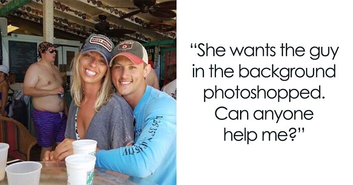 Couple's Request To Remove Shirtless Man From Photo Backfires Hilariously Thanks To Photoshop Wizards (52 Pics)