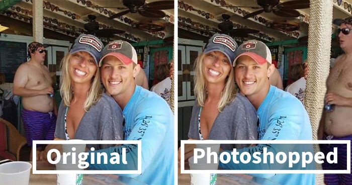 Couple Seeks Help Photoshopping A Stranger Out Of A Pic Of Them, The Internet Responds And Hilarity Ensues