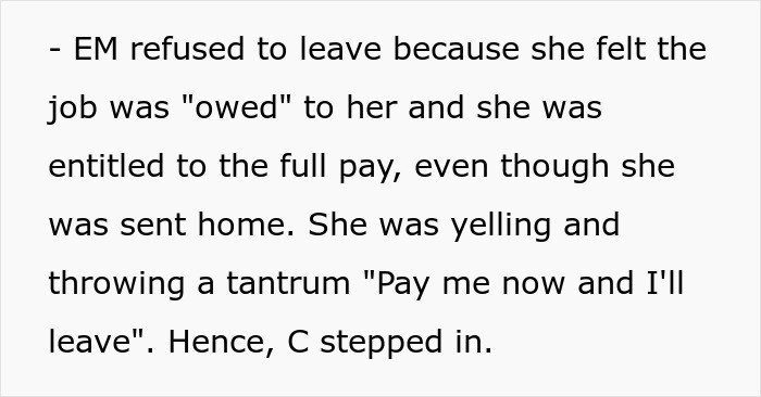 It provokes a scene in which a qualified mother brings her child to work and expects her co-workers to look after her, one of whom viciously complies.