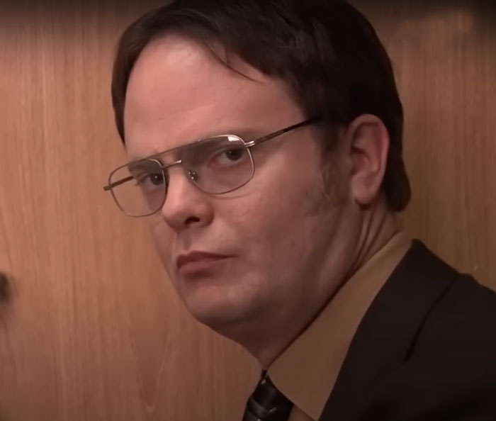 Dwight Schrute wearing glasses 